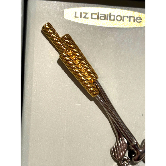Vtg Liz Claiborne Golf Clubs Rhinestone Ball Brooch Pin Gold & Silver tone New - Picture 3 of 6
